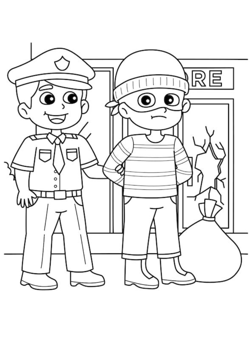 Coloriage Police Operation Securite Pour Enfants