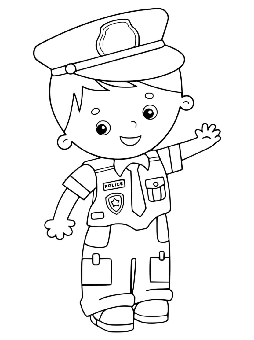 Coloriage Police Protection Pour Les Enfants