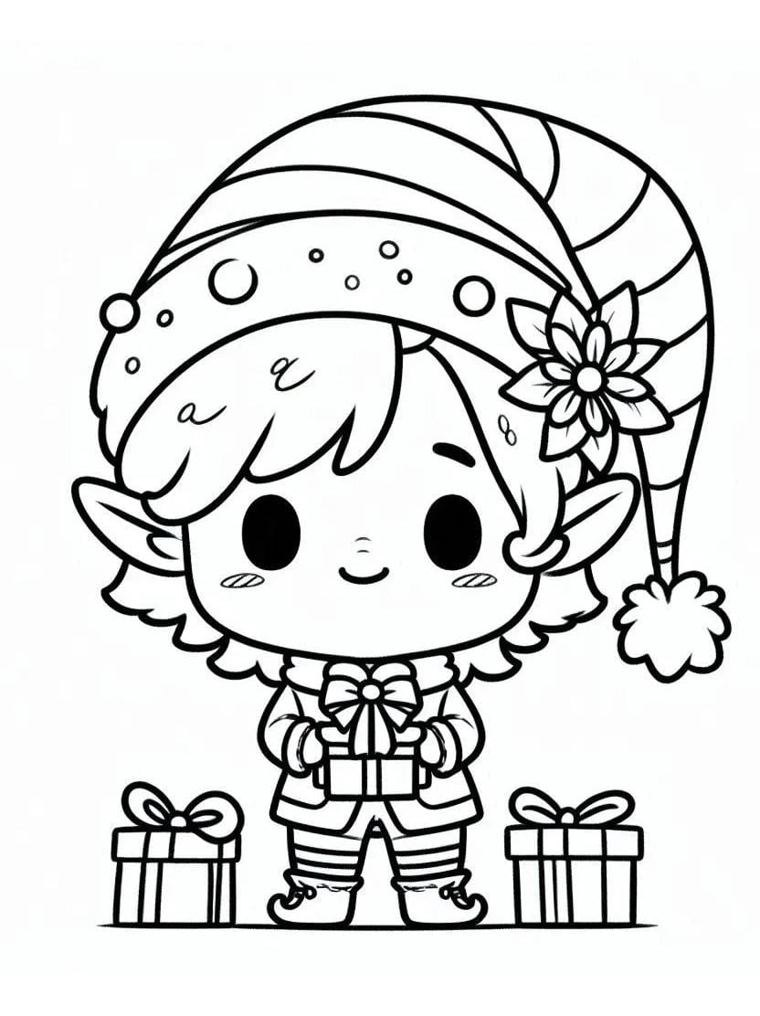 Decouvrez Coloriage Christmas Elves Inspirant