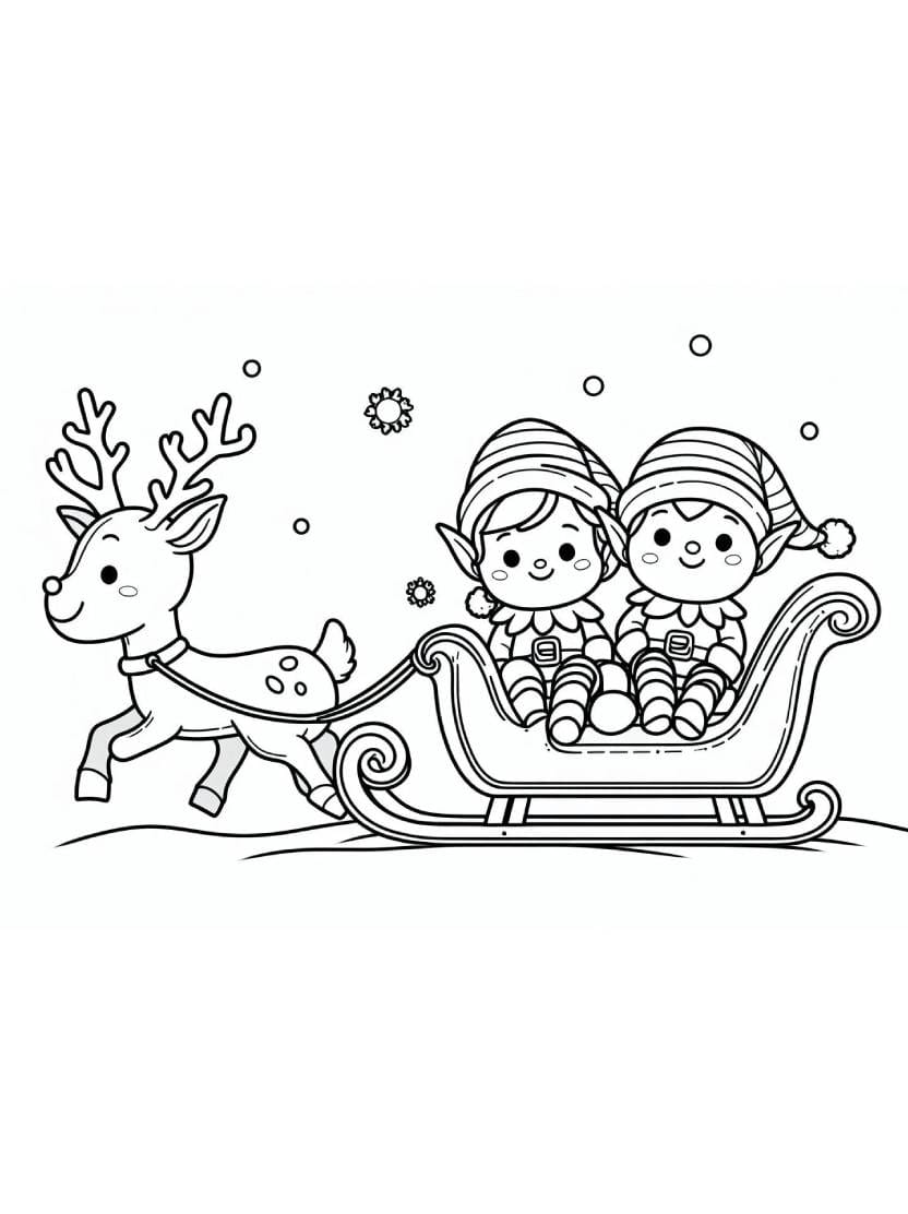 Dessins A Colorier Christmas Elves Pour Enfants