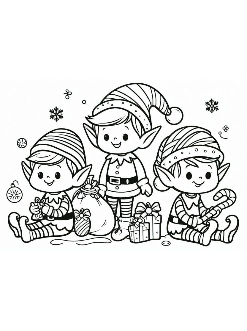 Modele Coloriage Christmas Elves Parfait Pour Les Fetes