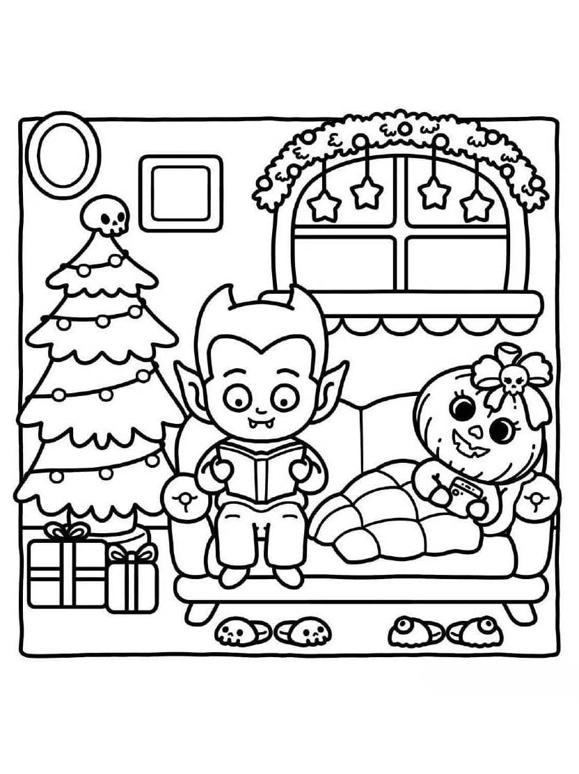 Modele Coloriage Spooky Xmas Parfait Pour Fetes