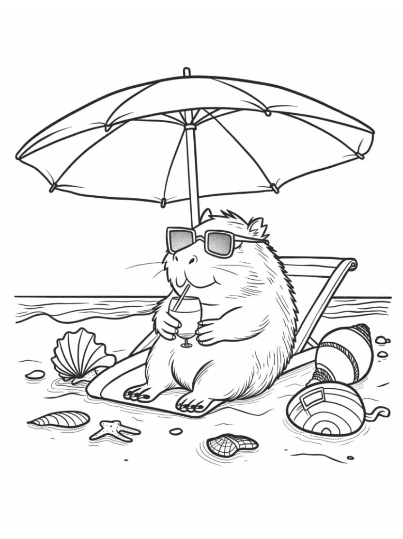 Coloriage Capybara Imagination Qui S Envole Haut